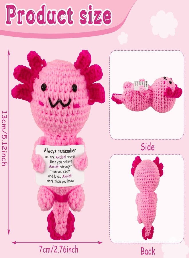 JULEASEL Mini Positive Crochet Axolotl Emotional Support Animals Axolotl Gifts for Teen Girls Funny Gifts for Women Men Xmas Party Decor - Image 2